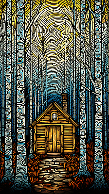 JPG 나무 편집이미지 길 낙엽 하늘 풍경 사람없음 태양 빈티지 숲 오두막 디지털합성 판화 편집소스 편집실사 자연요소 식물 컨셉 잎 미술 CG 파일형식