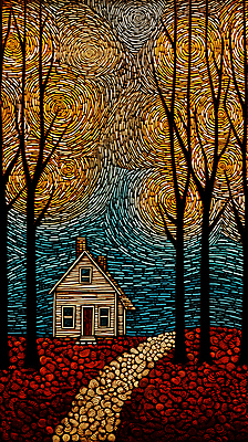 JPG 나무 편집이미지 길 낙엽 하늘 풍경 사람없음 노을 빈티지 숲 오두막 디지털합성 판화 편집소스 편집실사 자연요소 식물 컨셉 잎 미술 CG 파일형식