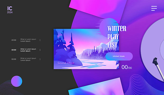 도형 템플릿 편집 음악 겨울 노래 사람없음 보라색 감성 그라데이션 플레이리스트 이미지템플릿 AI파일 계절 컬러 컨셉 문화예술 파일형식 벡터