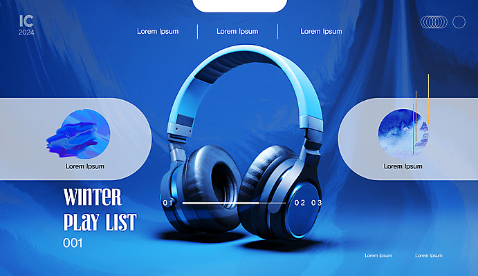 템플릿 편집 음악 파도 겨울 노래 사람없음 파란색 헤드셋 재생 감성 플레이리스트 이미지템플릿 AI파일 계절 바다 컬러 음향기기 컨셉 문화예술 헤드폰 파일형식 벡터