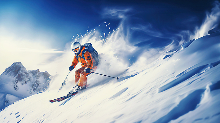 JPG 전신 편집이미지 겨울 하늘 스키 겨울스포츠 한명 성인 설원 눈 눈보라 성인한명만 스키타기 설산 내려오기 편집실사 AI인물포토 AI콘텐츠 자연요소 1 계절 스포츠 모션 날씨 산 눈_날씨 사람 CG 성인만 파일형식 AI포토