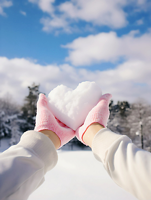 JPG 편집이미지 손 백그라운드 겨울 하늘 들기 신체부위 하트 눈 눈뭉치 편집실사 AI인물포토 AI콘텐츠 자연요소 모양 계절 모션 날씨 사람 CG 파일형식 AI포토