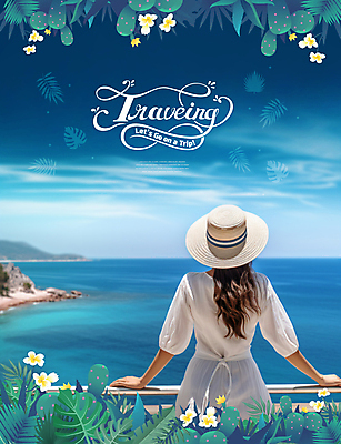 PSD 편집이미지 모자 여자 바다 섬 해외여행 난간 열대 한명 상반신 성인 해변 여름 파란색 야자수 기댐 의료성형뷰티 성인여자한명만 이미지편집 나무 1 해외 잡화 계절 컬러 여행 모션 사람 여자한명만 성인여자만 파일형식