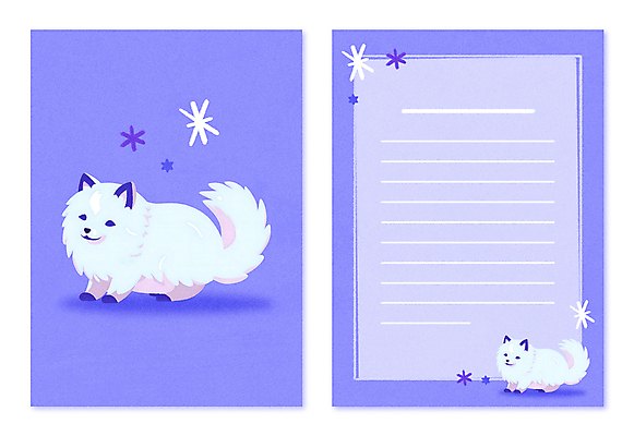 PSD 동물캐릭터 겨울 일러스트 사람없음 귀여움 보라색 북극 편지지 심플 북극여우 일러캐릭터 카드프레임 동물 캐릭터 계절 컬러 컨셉 프레임 편지 극지방 여우 파일형식