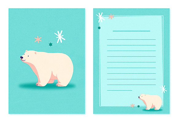 PSD 동물캐릭터 하늘색 겨울 일러스트 사람없음 귀여움 북극 편지지 북극곰 심플 일러캐릭터 카드프레임 동물 캐릭터 계절 컨셉 곰 프레임 파란색 편지 극지방 파일형식