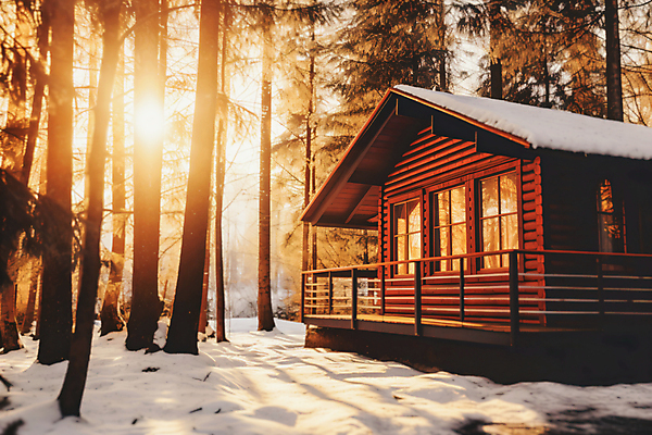 JPG 나무 편집이미지 백그라운드 사람없음 노을 눈 숲 산장 별장 겨울풍경 눈덮임 편집실사 AI포토 AI콘텐츠 자연요소 식물 컨셉 겨울 날씨 주택 풍경 CG 파일형식
