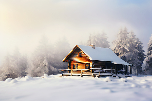 JPG 편집이미지 백그라운드 사람없음 눈 산장 별장 겨울풍경 눈덮임 편집실사 AI포토 AI콘텐츠 자연요소 컨셉 겨울 날씨 주택 풍경 CG 파일형식