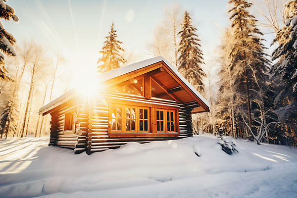 JPG 나무 편집이미지 백그라운드 사람없음 햇빛 노을 눈 산장 별장 겨울풍경 눈덮임 편집실사 AI포토 AI콘텐츠 자연요소 식물 컨셉 겨울 날씨 주택 풍경 태양 CG 파일형식