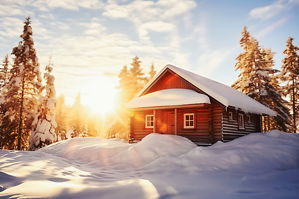 JPG 나무 편집이미지 백그라운드 사람없음 빛 노을 눈 산장 별장 겨울풍경 눈덮임 편집실사 AI포토 AI콘텐츠 자연요소 식물 컨셉 겨울 날씨 주택 풍경 CG 파일형식