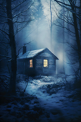 JPG 나무 편집이미지 백그라운드 사람없음 눈 야간 숲 산장 별장 겨울풍경 눈덮임 편집실사 AI포토 AI콘텐츠 자연요소 식물 컨셉 겨울 날씨 주택 풍경 CG 파일형식