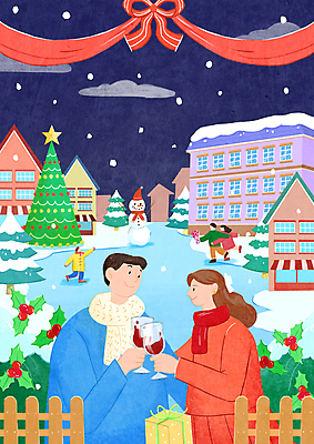 전신 PSD 나무 커플 여자 열매 남자 리본 크리스마스 일러스트 눈사람 밤하늘 들기 여러명 상반신 성인 건물 울타리 크리스마스트리 걷기 마을 와인 저녁 건배 빙판 손뻗기 호랑가시나무열매 눈내림 성인만 국내일러스트 식물 건축물 기념일 다수 관계 모션 하늘 주류 눈_날씨 사람 담장 야간 파일형식