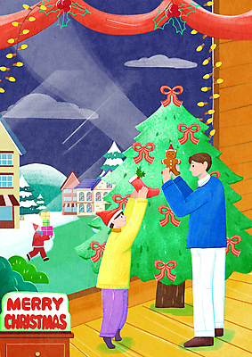 전신 PSD 나무 남자 리본 어린이 크리스마스 일러스트 밤하늘 주택 실내 서기 들기 소년 성인 세명 선물상자 크리스마스트리 산타클로스 걷기 창밖 크리스마스양말 까치발 꾸미기 알전구 진저맨 부자지간 남자만 국내일러스트 식물 기념일 아들 크리스마스장식 전구 창문 가족 모션 발 하늘 양말 선물 사람 내부 건물 상자 아빠 야간 진저쿠키 파일형식