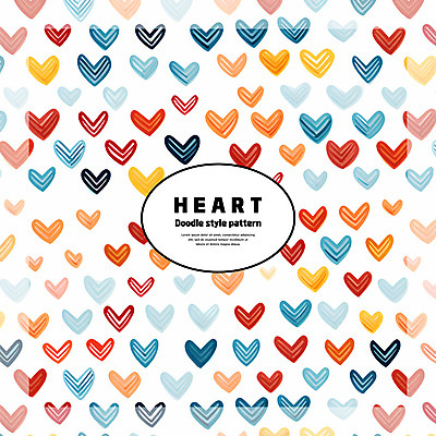 PSD 백그라운드 패턴 일러스트 사랑 사람없음 컬러풀 패턴백그라운드 하트 낙서 손그림 국내일러스트 모양 감정 컬러 무늬 파일형식