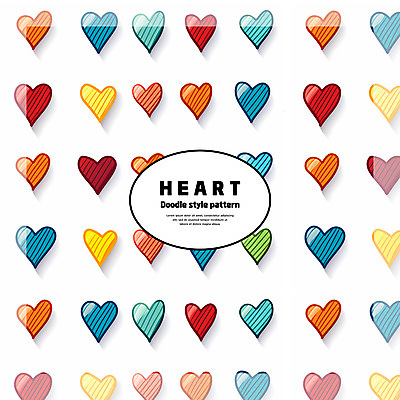 PSD 백그라운드 패턴 일러스트 사랑 사람없음 컬러풀 패턴백그라운드 하트 낙서 손그림 국내일러스트 모양 감정 컬러 무늬 파일형식