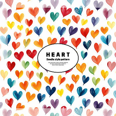 PSD 백그라운드 패턴 일러스트 사랑 사람없음 컬러풀 패턴백그라운드 하트 낙서 손그림 국내일러스트 모양 감정 컬러 무늬 파일형식