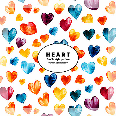 PSD 백그라운드 패턴 일러스트 사랑 사람없음 컬러풀 패턴백그라운드 하트 낙서 손그림 국내일러스트 모양 감정 컬러 무늬 파일형식