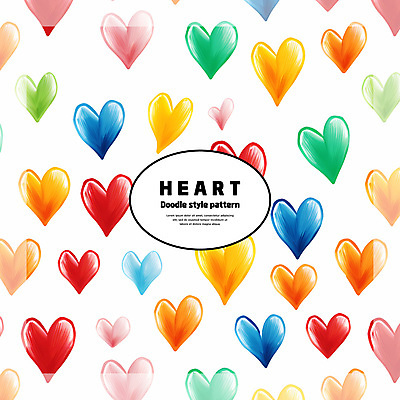 PSD 백그라운드 패턴 일러스트 사랑 사람없음 컬러풀 패턴백그라운드 하트 낙서 손그림 국내일러스트 모양 감정 컬러 무늬 파일형식