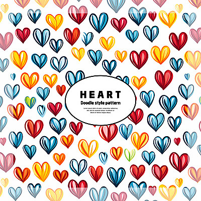 PSD 백그라운드 패턴 일러스트 사랑 사람없음 컬러풀 패턴백그라운드 하트 낙서 손그림 국내일러스트 모양 감정 컬러 무늬 파일형식