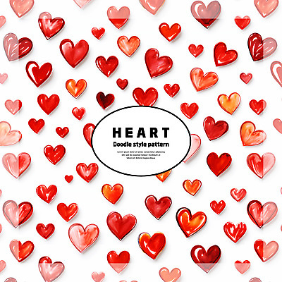 PSD 백그라운드 패턴 일러스트 붓터치 수채화 사랑 사람없음 빨간색 패턴백그라운드 하트 손그림 국내일러스트 모양 감정 컬러 무늬 파일형식