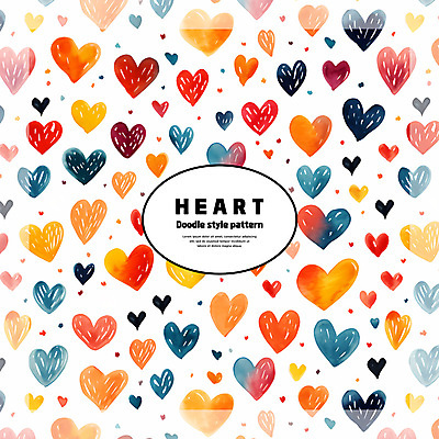 PSD 백그라운드 패턴 일러스트 붓터치 수채화 사랑 사람없음 컬러풀 패턴백그라운드 하트 손그림 국내일러스트 모양 감정 컬러 무늬 파일형식