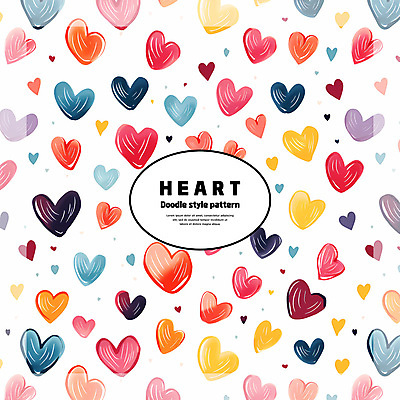 PSD 백그라운드 패턴 일러스트 사랑 사람없음 컬러풀 패턴백그라운드 하트 낙서 손그림 국내일러스트 모양 감정 컬러 무늬 파일형식