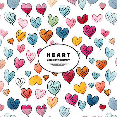 PSD 백그라운드 패턴 일러스트 사랑 사람없음 컬러풀 패턴백그라운드 하트 낙서 손그림 국내일러스트 모양 감정 컬러 무늬 파일형식