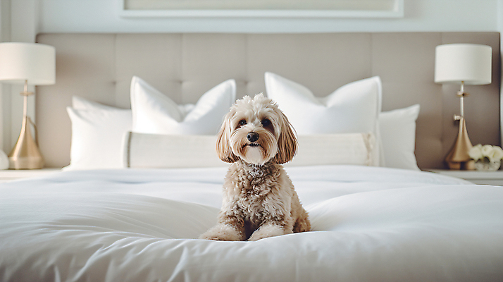 JPG 편집이미지 한마리 반려견 집안 휴식 실내 사람없음 인테리어 침실 코커스패니얼 침대 강아지 편안함 푸들 믹스견 편집실사 AI포토 AI콘텐츠 1 디자인 가구 컨셉 내부 반려동물 스패니얼 감각 개 CG 파일형식