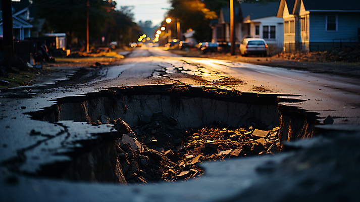 JPG 편집이미지 도로 사람없음 야외 구멍 고속도로 균열 위험 땅 사건 디지털합성 재해 붕괴 지반침하 무너짐 편집실사 AI포토 AI콘텐츠 길 컨셉 교통시설 모션 자연재해 CG 파일형식