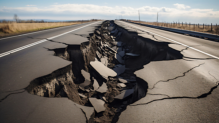 JPG 편집이미지 도로 사람없음 야외 구멍 고속도로 균열 위험 땅 사건 디지털합성 재해 붕괴 지반침하 무너짐 편집실사 AI포토 AI콘텐츠 길 컨셉 교통시설 모션 자연재해 CG 파일형식
