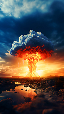 JPG 구름 편집이미지 하늘 풍경 사람없음 연기 폭발 전쟁 핵 핵폭탄 편집실사 AI컴퓨터그래픽 AI콘텐츠 자연요소 폭탄 CG 파일형식