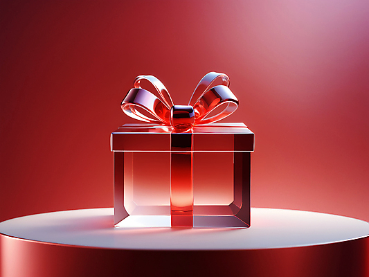 JPG 편집이미지 리본 유리 사람없음 빨간색 선물상자 투명 디지털합성 단상 편집소스 편집실사 AI컴퓨터그래픽 AI콘텐츠 컬러 재질 선물 상자 CG 파일형식