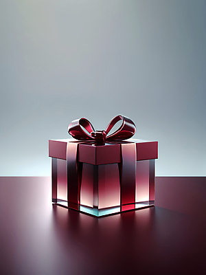 JPG 편집이미지 리본 유리 사람없음 선물상자 투명 디지털합성 버건디 편집소스 편집실사 AI컴퓨터그래픽 AI콘텐츠 재질 선물 빨간색 상자 CG 파일형식