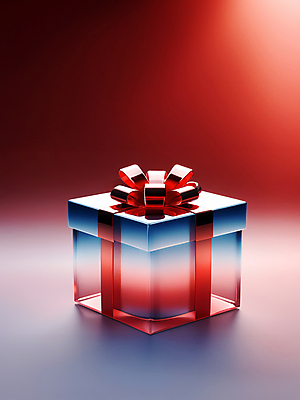 JPG 편집이미지 리본 유리 사람없음 빨간색 파란색 선물상자 투명 디지털합성 그라데이션 편집소스 편집실사 AI컴퓨터그래픽 AI콘텐츠 컬러 재질 선물 상자 CG 파일형식