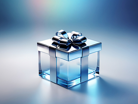 JPG 편집이미지 리본 하늘색 유리 사람없음 선물상자 투명 디지털합성 편집소스 편집실사 AI컴퓨터그래픽 AI콘텐츠 재질 선물 파란색 상자 CG 파일형식