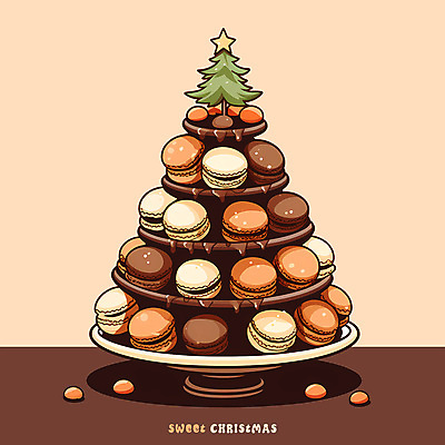 PSD 별 일러스트 디저트 쟁반 사람없음 크리스마스트리 갈색 쌓기 가득함 마카롱 나무모양 2025년 트렌드컬러 국내일러스트 모카무스 자연요소 모양 음식 컬러 크리스마스 모션 연도 파일형식