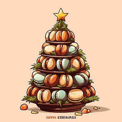 PSD 별 일러스트 나뭇잎 디저트 쟁반 사람없음 컬러풀 크리스마스트리 쌓기 가득함 마카롱 나무모양 국내일러스트 자연요소 모양 음식 컬러 잎 크리스마스 모션 파일형식