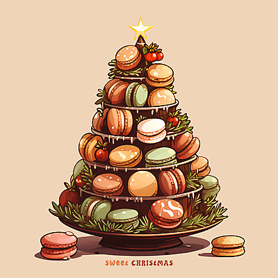 PSD 별 일러스트 나뭇잎 디저트 쟁반 사람없음 컬러풀 크리스마스트리 쌓기 가득함 마카롱 나무모양 국내일러스트 자연요소 모양 음식 컬러 잎 크리스마스 모션 파일형식