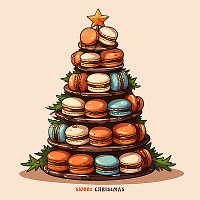 PSD 별 일러스트 나뭇잎 디저트 쟁반 사람없음 컬러풀 크리스마스트리 쌓기 가득함 마카롱 나무모양 국내일러스트 자연요소 모양 음식 컬러 잎 크리스마스 모션 파일형식