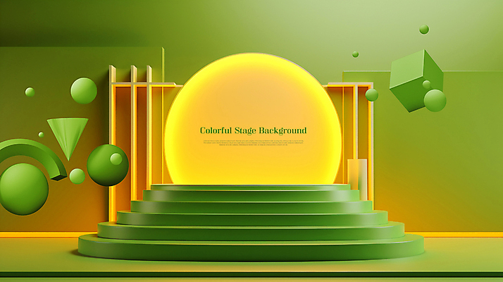 도형 PSD 편집이미지 디자인 백그라운드 사람없음 초록색 노란색 공간 무대 입체 단상 포디움 이미지편집 컬러 파일형식
