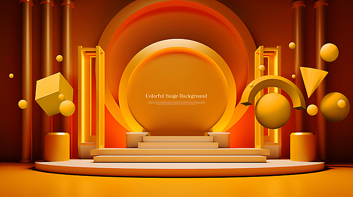도형 PSD 편집이미지 디자인 백그라운드 사람없음 주황색 공간 무대 입체 단상 포디움 이미지편집 컬러 파일형식