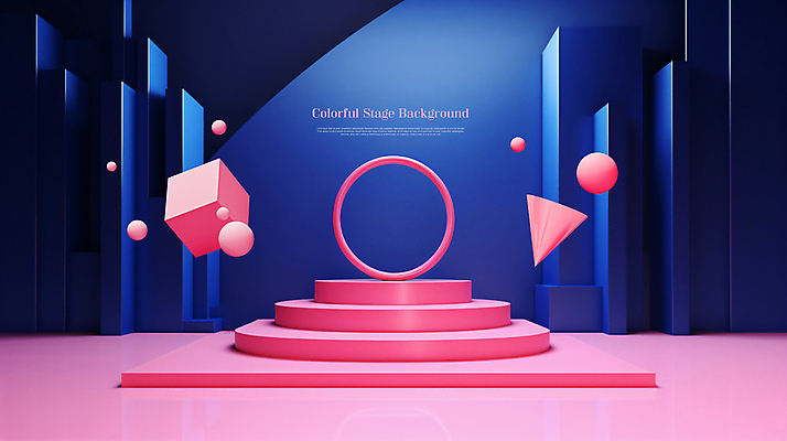 도형 PSD 편집이미지 디자인 분홍색 백그라운드 사람없음 파란색 공간 무대 입체 단상 포디움 이미지편집 컬러 파일형식
