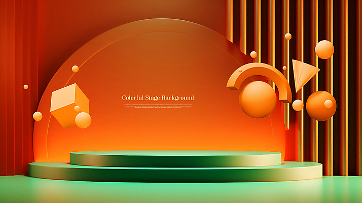 도형 PSD 편집이미지 디자인 백그라운드 사람없음 초록색 주황색 공간 무대 입체 단상 포디움 이미지편집 컬러 파일형식