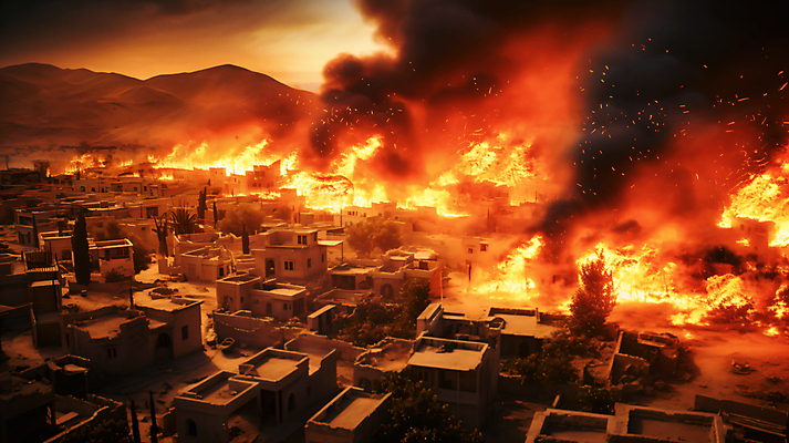 JPG 편집이미지 불 사람없음 건물 마을 손상 연기 폐허 화재 전쟁 붕괴 전쟁터 무너짐 편집실사 AI포토 AI인물포토 AI콘텐츠 자연요소 건축물 컨셉 모션 사건 CG 파일형식