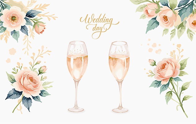 손글씨 꽃 분홍색 결혼 일러스트 사랑 사람없음 축하 샴페인 샴페인잔 감성 국내일러스트 AI파일 식물 감정 컬러 컨셉 술잔 주류 이벤트 파일형식 벡터