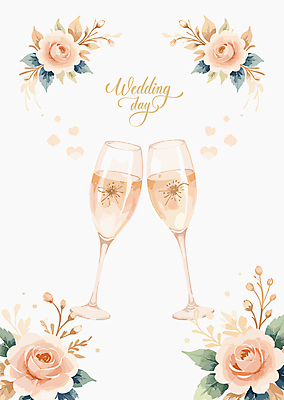 손글씨 꽃 분홍색 결혼 일러스트 사랑 사람없음 축하 샴페인 샴페인잔 감성 국내일러스트 AI파일 식물 감정 컬러 컨셉 술잔 주류 이벤트 파일형식 벡터