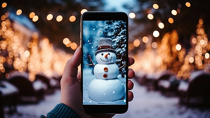 JPG 편집이미지 손 크리스마스 겨울 눈사람 거리 들기 풍경 신체부위 스마트폰 사진촬영 디지털합성 보케 편집실사 AI인물포토 AI콘텐츠 계절 기념일 모션 사람 핸드폰 스마트기기 촬영 CG 파일형식 AI포토