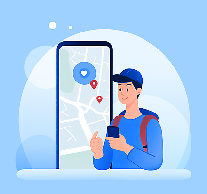 PSD 남자 여행 일러스트 안내 한명 들기 상반신 성인 파란색 스마트폰 여행객 행선지 하트 위치 약도 길찾기 네비게이션 즐겨찾기 성인남자한명만 국내일러스트 모양 1 컬러 지도 모션 사람 핸드폰 스마트기기 남자한명만 성인남자만 파일형식