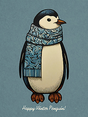 PSD 한마리 손글씨 겨울 일러스트 조류 사람없음 파란색 목도리 펭귄 노르딕 국내일러스트 동물 1 디자인 잡화 계절 컬러 파일형식
