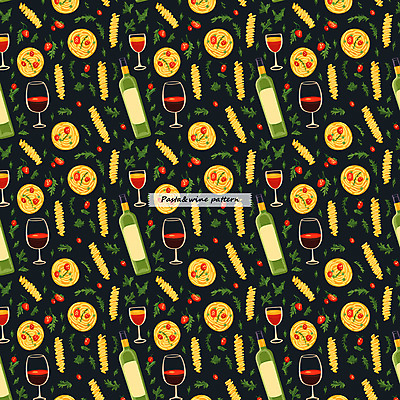 PSD 편집이미지 패턴 토마토 와인잔 파스타 스파게티 사람없음 와인 검은색 패턴백그라운드 허브 와인병 이미지편집 식물 컬러 백그라운드 무늬 채소 술잔 병_용기 주류 서양음식 파일형식
