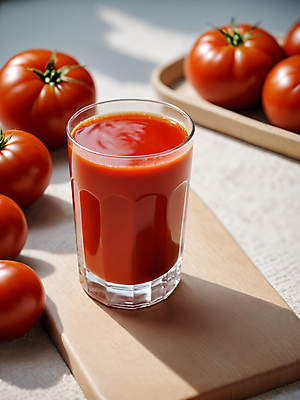 JPG 편집이미지 음료 토마토 잔 도마 건강 사람없음 빨간색 주스 신선 디지털합성 토마토주스 편집소스 편집실사 AI포토 AI콘텐츠 식기 컬러 채소 주방용품 야채주스 CG 파일형식